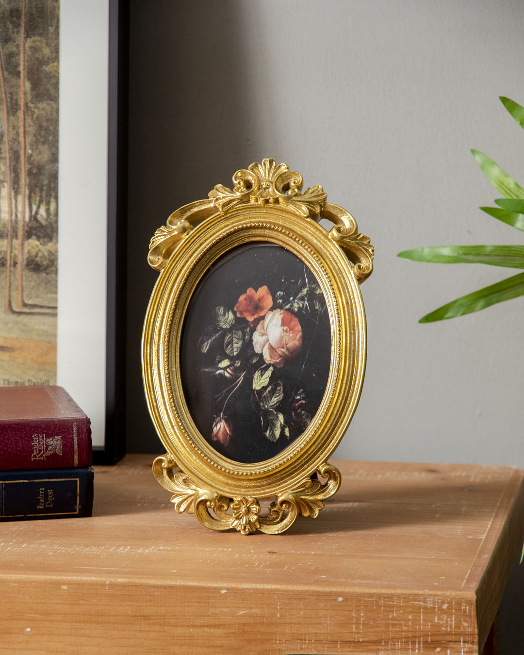 Vintage Gold Ornate Oval Photo Frame