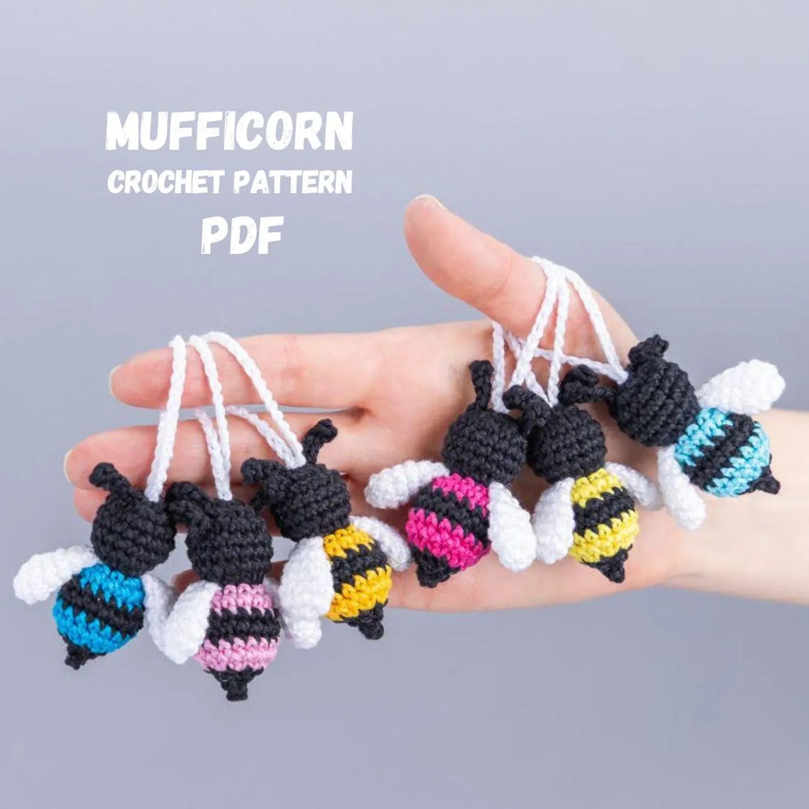 Crochet pattern Bee, Amigurumi pattern bee keychain, Crochet bumble bee pattern, Crochet animals amigurumi pattern